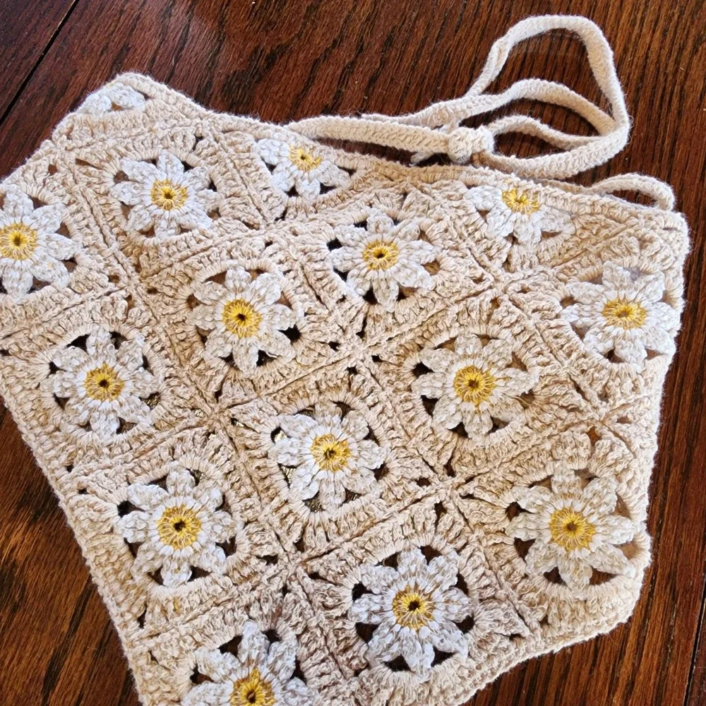 Crochet Hair Scarves Lot 3‎ Hippie Cottage Boho Festival Fairy Cute Smiley Face
